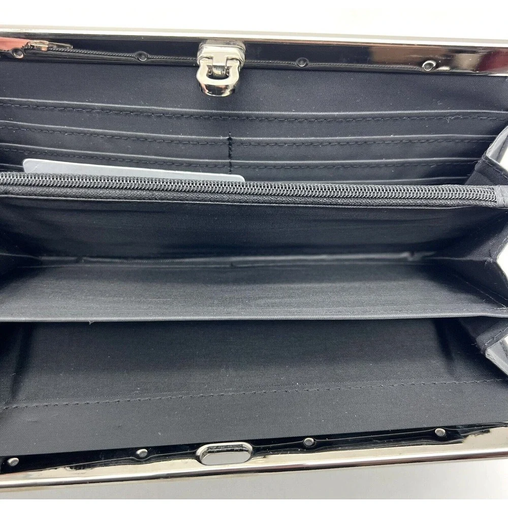 Vintage Women's Wallet Faux Leather‎ Quad-Fold Black